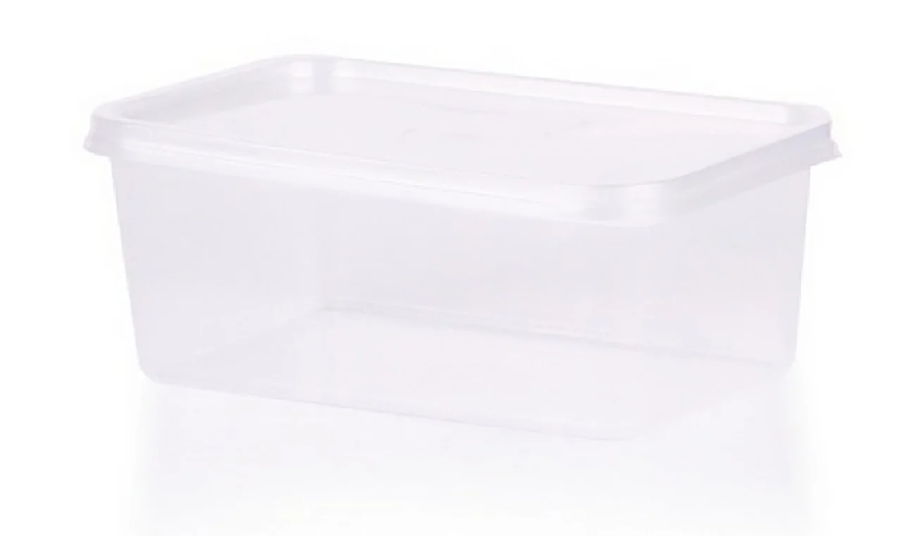 Rectangular plastic containers for microwave, transparent color