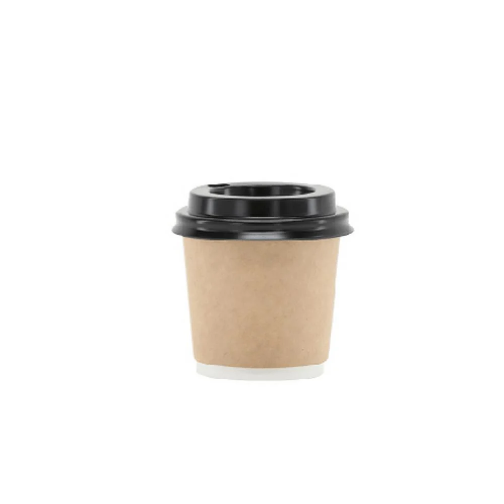 brown Double-layer paper cups with black lid - 4 oz - (500 cups)