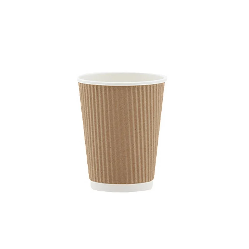 brown Two-ply corrugated paper cups - 8 oz - (250 cups)