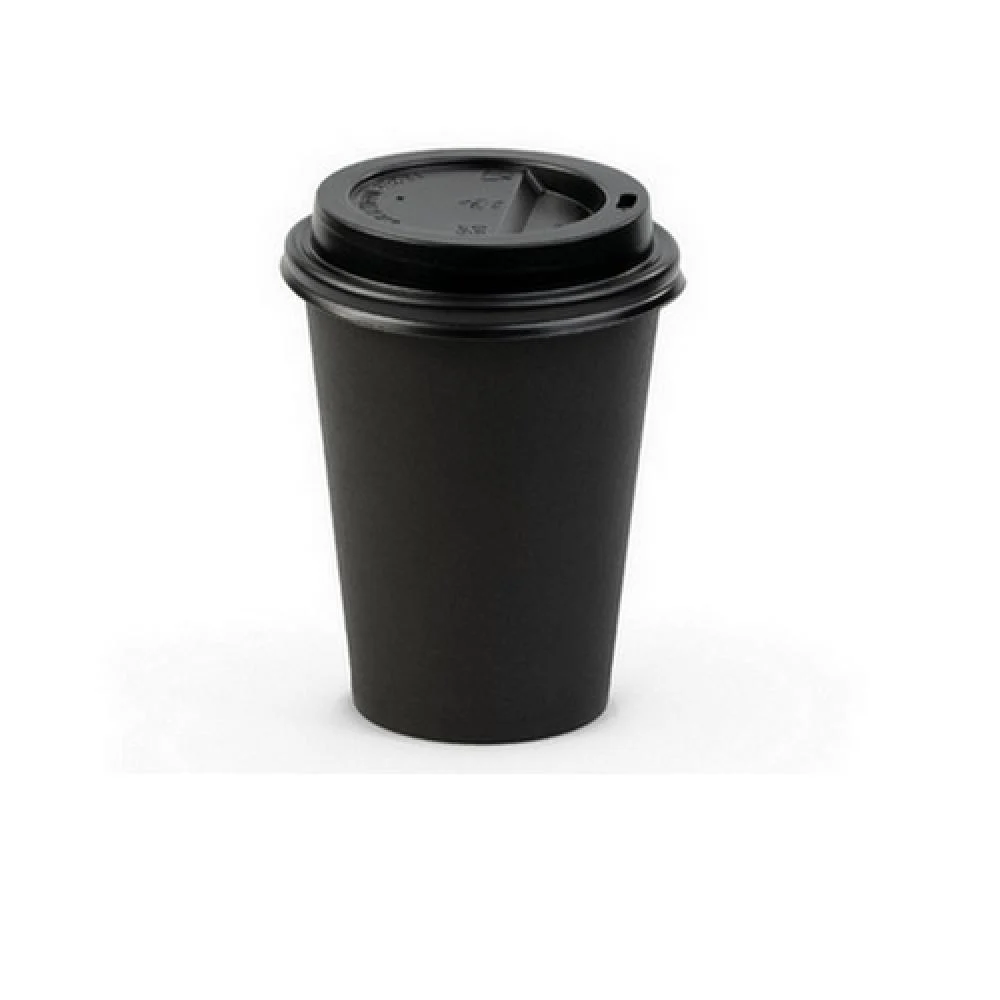 paper cups with black lids -12oz (500 Pieces)