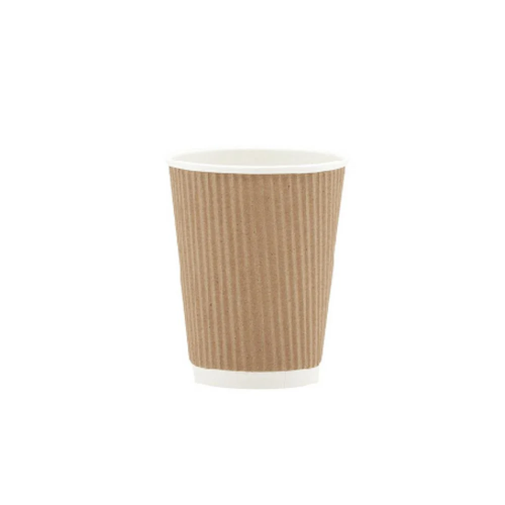 brown Two-ply corrugated paper cups - 12 oz - (250 cups)