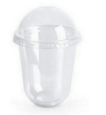 Plastic Transparent Cup U Shape with Cone lid - 10 oz (100 pcs)