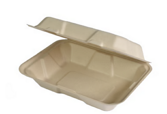 Rectangular Sugarcane container with connected lid 1300 ml - Single space ( 50 pcs )
