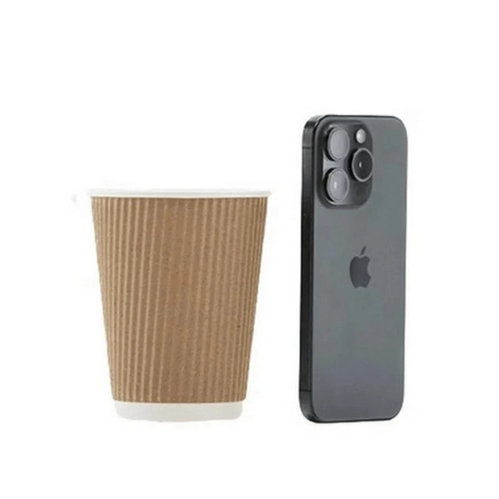 brown Two-ply corrugated paper cups - 12 oz - (250 cups)