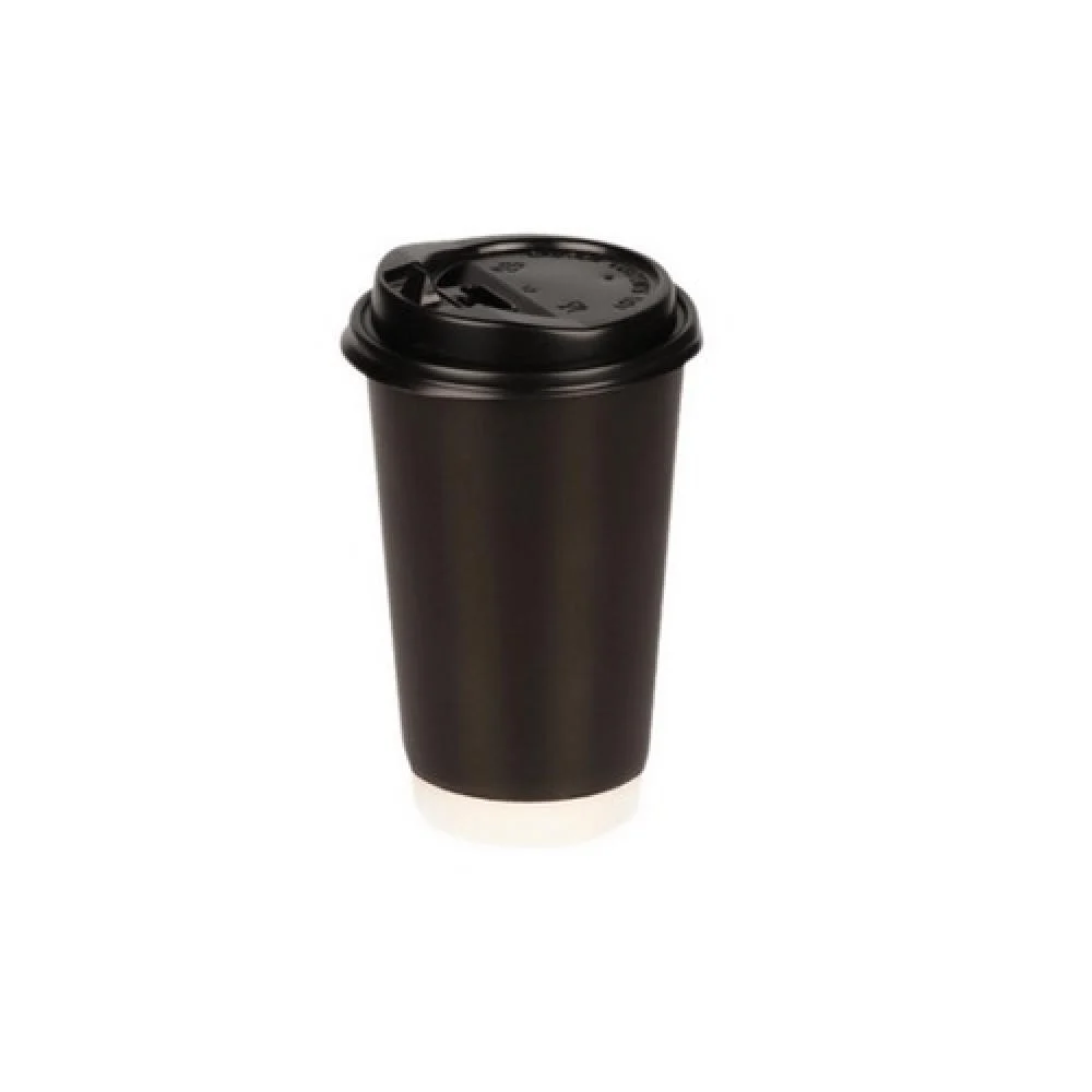 black paper cups  with black lid  - 12 oz - (500 cups)